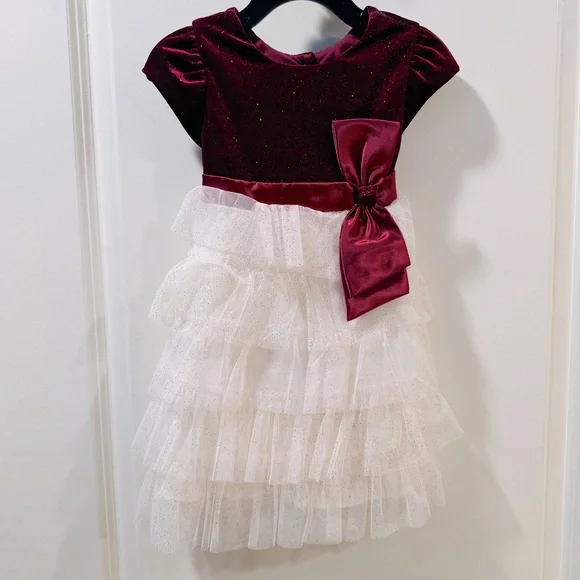 Jona Michelle | Dresses | Jona Michelle Girls Dress Short Sleeve White Red Velvet  Holiday Dress Size 2t | Poshmark